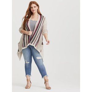 TORRID Multi-Color Striped Open-Front Cardigan 2X